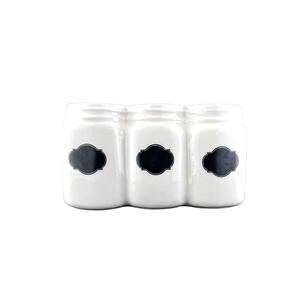Ceramic Utensil Holder Organizer Mason Jar Style White‎ Black Chalkboard Detail